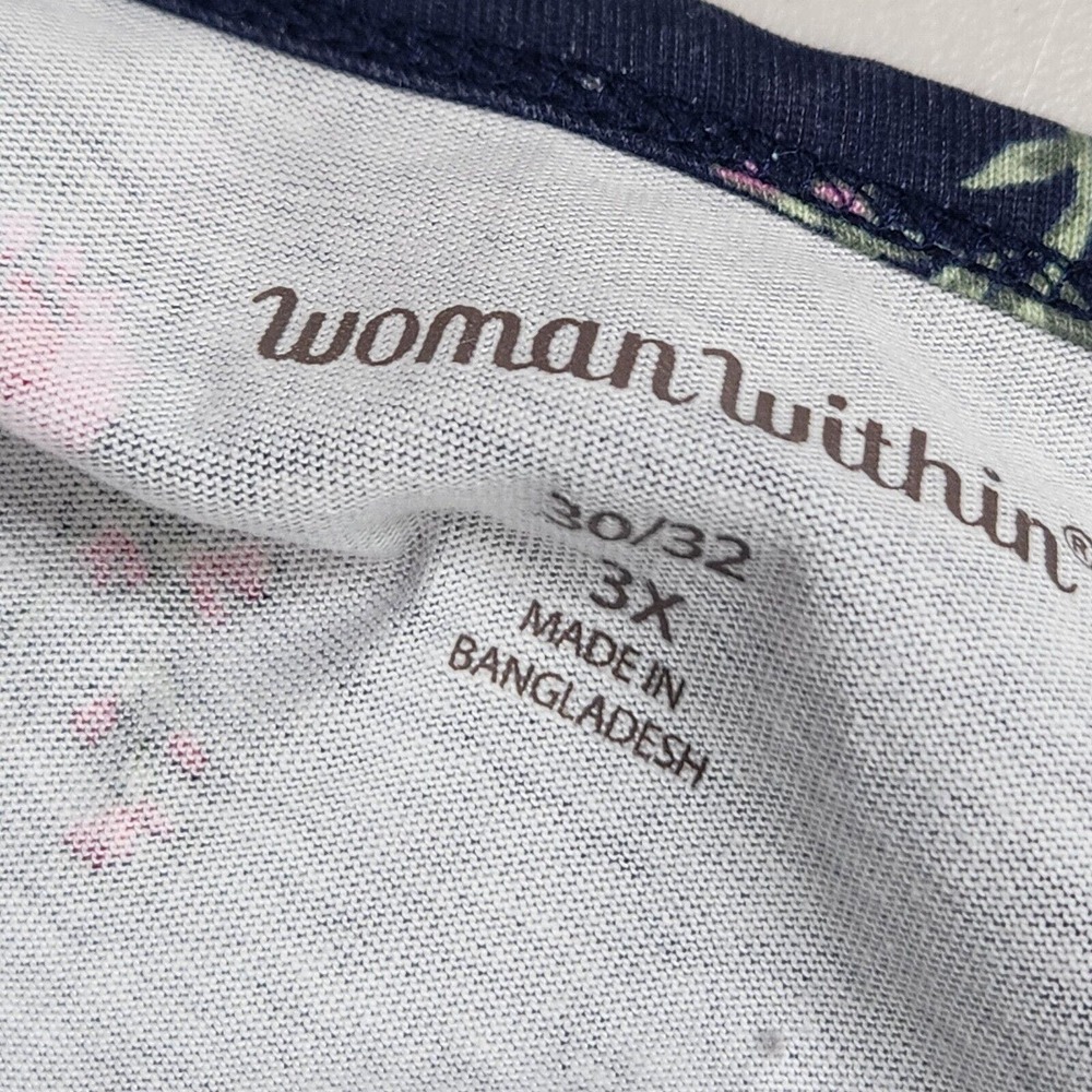 Woman Within Top T-Shirt Womens Blue Size 3X Short Sleeve Pullover Floral - Picture 9 of 11